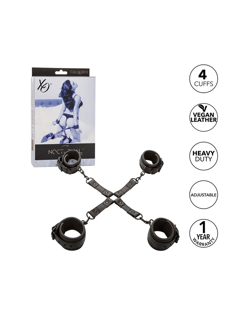 CALEXOTICS - NOCTURNAL HOG TIE CONNECTOR CUERO AJUSTABLE BLACK