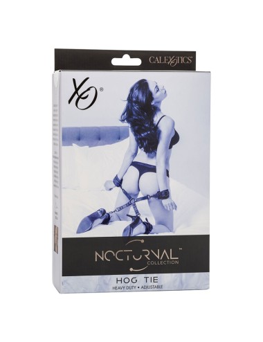 CALEXOTICS - NOCTURNAL HOG TIE CONNECTOR CUERO AJUSTABLE BLACK