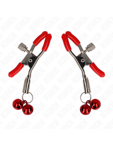 KINK - RED DOUBLE BELL NIPPLE CLAMP RED 6 CM