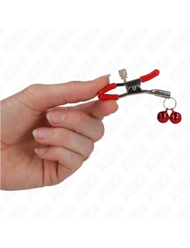 KINK - RED DOUBLE BELL NIPPLE CLAMP RED 6 CM
