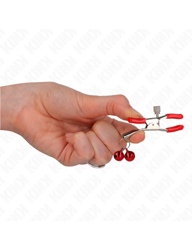 KINK - RED DOUBLE BELL NIPPLE CLAMP RED 6 CM
