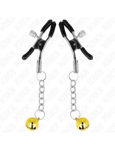 KINK - GOLD JINGLE BELL PENDANT NIPPLE CLAMPS 6 CM