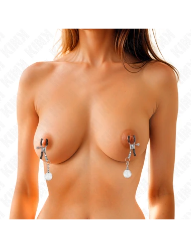 KINK - GLASS BEAD NIPPLE CLAMPS SILVER 6 CM