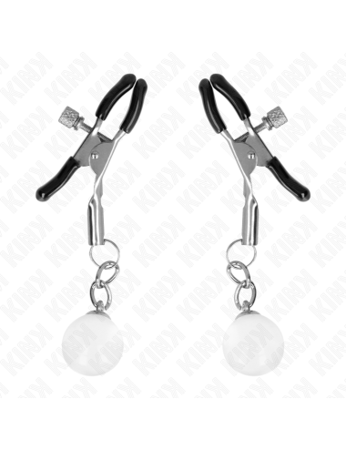 KINK - GLASS BEAD NIPPLE CLAMPS SILVER 6 CM