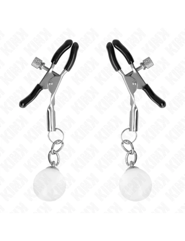 KINK - GLASS BEAD NIPPLE CLAMPS SILVER 6 CM