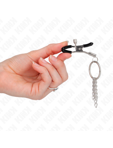 KINK - O RING NIPPLE CLAMP AND LITTLE CHAIN SILVER 6 CM