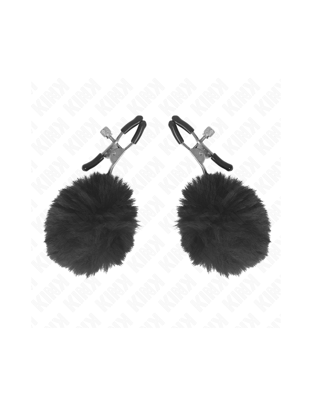 KINK - FAUX FUR BALL NIPPLE CLAMP BLACK 6 CM