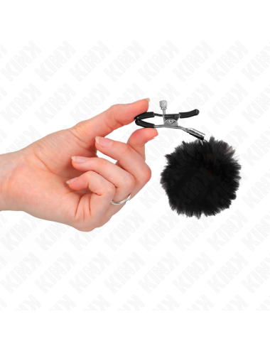 KINK - FAUX FUR BALL NIPPLE CLAMP BLACK 6 CM