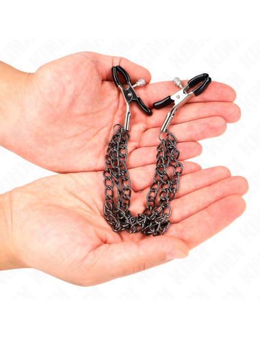 KINK - NIPPLE CLAMPS WITH 3 CHAINS BLACK 20/23/28 CM