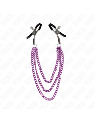 KINK - NIPPLE CLAMPS WITH 3 CHAINS PURPLE 20/23/28 CM