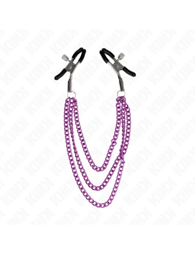KINK - NIPPLE CLAMPS WITH 3 CHAINS PURPLE 20/23/28 CM