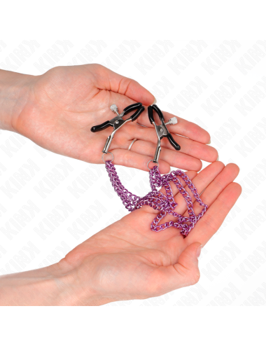 KINK - NIPPLE CLAMPS WITH 3 CHAINS PURPLE 20/23/28 CM