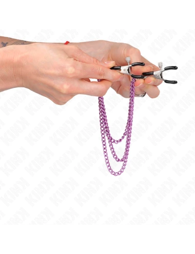 KINK - NIPPLE CLAMPS WITH 3 CHAINS PURPLE 20/23/28 CM