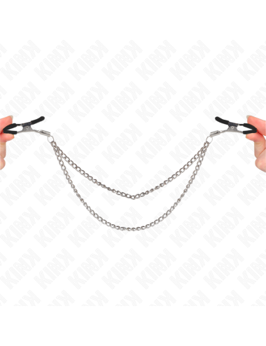 KINK - NIPPLE CLAMPS WITH 2 THICK CHAINS SILVER 20/23 CM