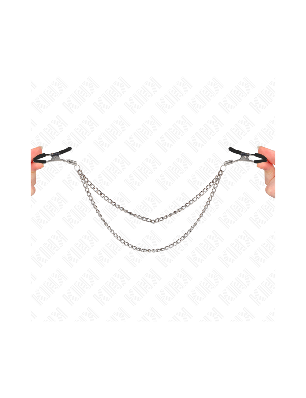 KINK - NIPPLE CLAMPS WITH 2 THICK CHAINS SILVER 20/23 CM