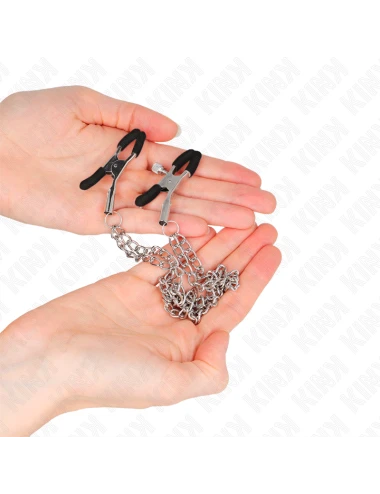 KINK - NIPPLE CLAMPS WITH 2 THICK CHAINS SILVER 20/23 CM
