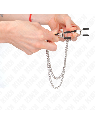 KINK - NIPPLE CLAMPS WITH 2 THICK CHAINS SILVER 20/23 CM