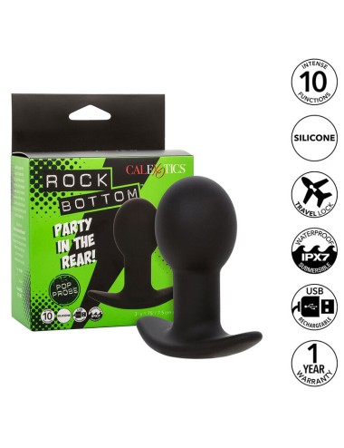 CALEXOTICS - ROCK BOTTOM ANAL PLUG 10 VIBRATIONS SILICONE BLACK