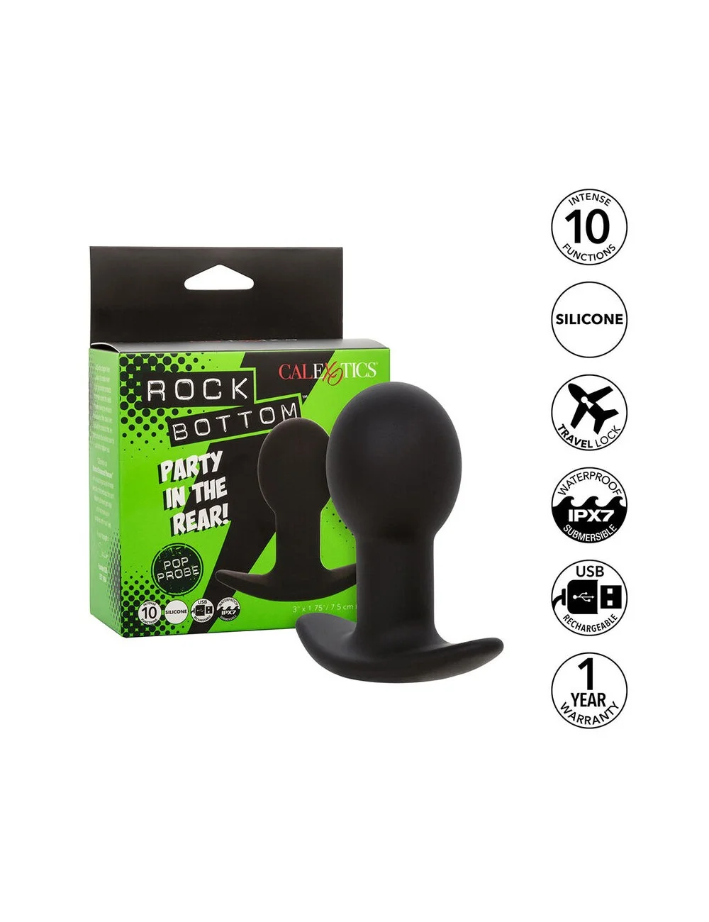 CALEXOTICS - ROCK BOTTOM ANAL PLUG 10 VIBRATIONS SILICONE BLACK CALEXOTICS - ROCK BOTTOM ANAL PLUG 10 VIBRATIONS SILICONE BLACK
