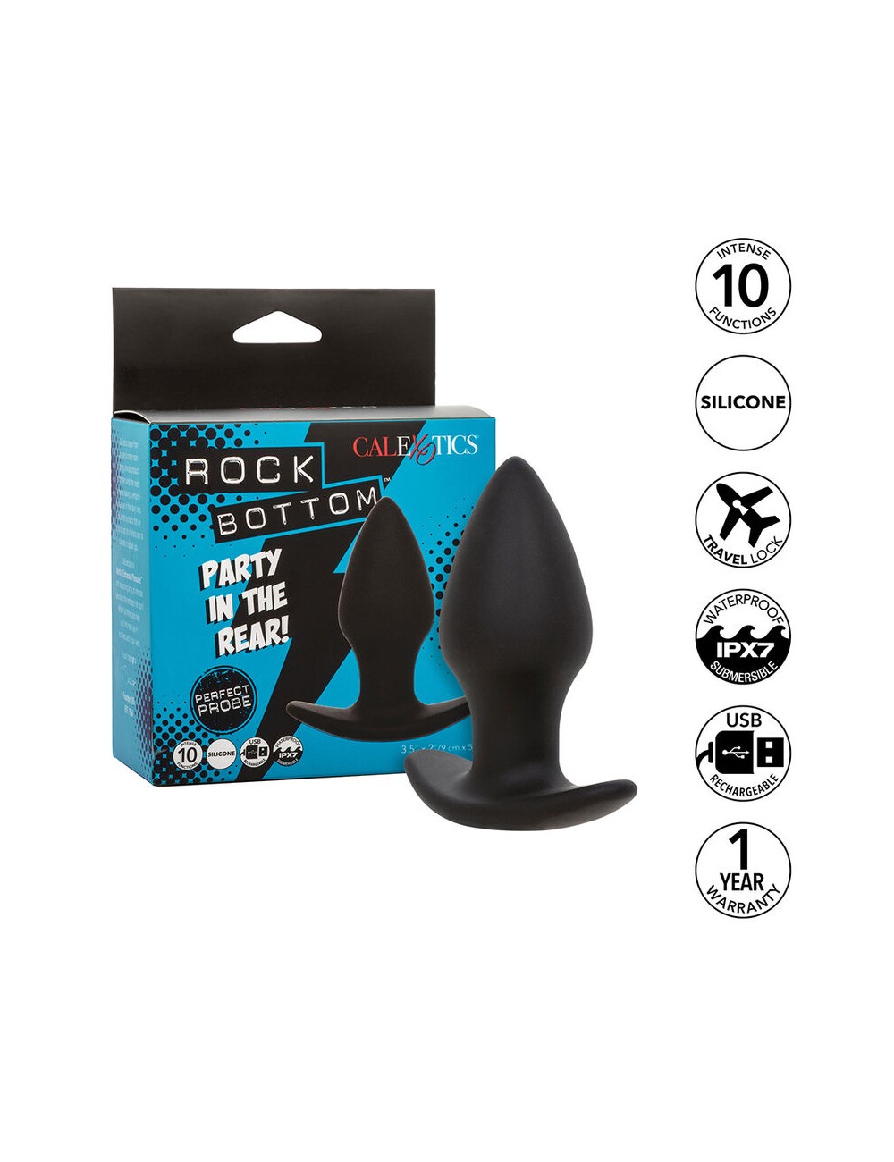 CALEXOTICS - ROCK BOTTOM PERFECT ANAL PLUG 10 VIBRATIONS SILICONE BLACK CALEXOTICS - ROCK BOTTOM PERFECT ANAL PLUG 10 VIBRATIONS SILICONE BLACK