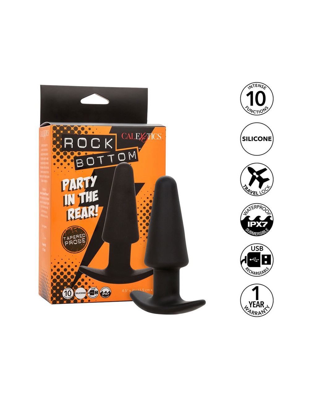 CALEXOTICS - ROCK BOTTOM TAPERED ANAL PLUG 10 VIBRACIONES SILICONE BLACK