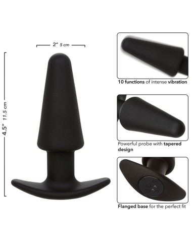 CALEXOTICS - ROCK BOTTOM TAPERED ANAL PLUG 10 VIBRACIONES SILICONE BLACK