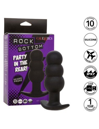 CALEXOTICS - ROCK BOTTOM BEADED ANAL PLUG 10 VIBRATIONS SILICONE BLACK