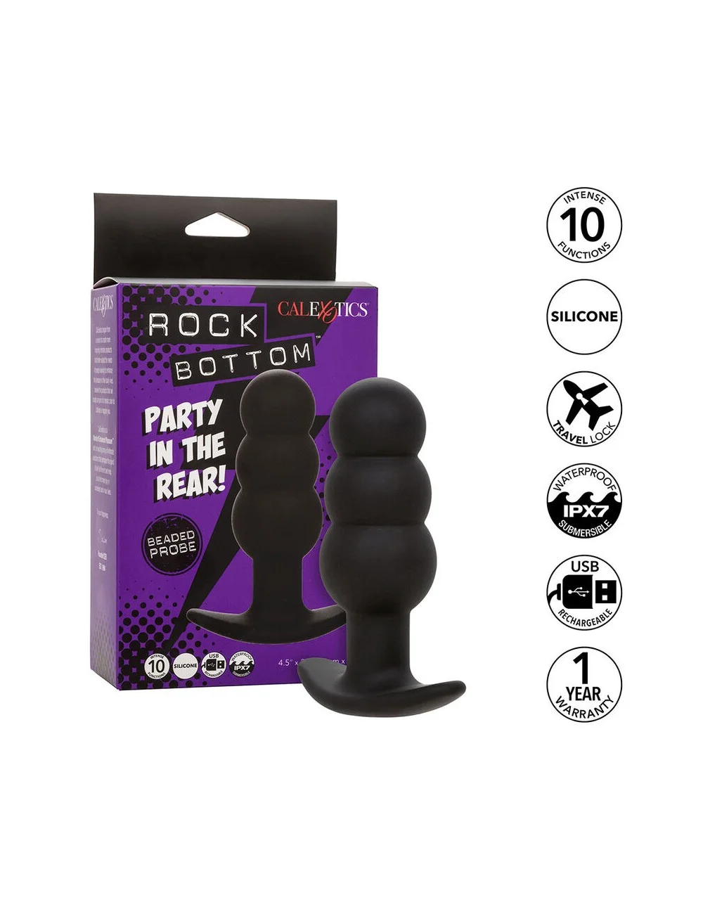 CALEXOTICS - ROCK BOTTOM BEADED ANAL PLUG 10 VIBRATIONS SILICONE BLACK CALEXOTICS - ROCK BOTTOM BEADED ANAL PLUG 10 VIBRATIONS SILICONE BLACK