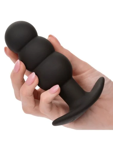 CALEXOTICS - ROCK BOTTOM BEADED ANAL PLUG 10 VIBRATIONS SILICONE BLACK