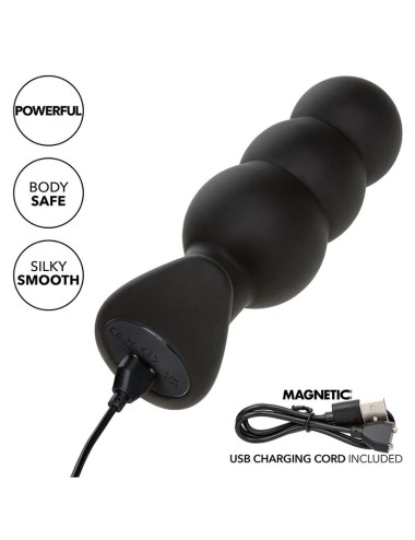 CALEXOTICS - ROCK BOTTOM BEADED ANAL PLUG 10 VIBRATIONS SILICONE BLACK
