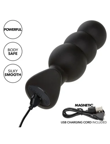 CALEXOTICS - ROCK BOTTOM BEADED ANAL PLUG 10 VIBRATIONS SILICONE BLACK
