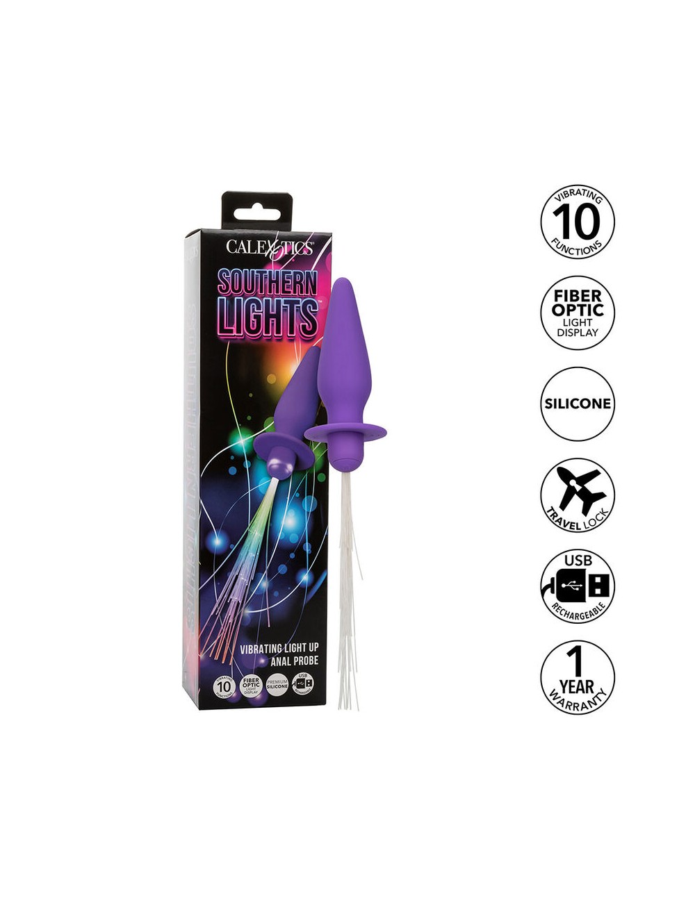 CALEXOTICS - SOUTHERN LIGHTS LIGHT UP ANAL PLUG 10 VIBRATIONS SILICONE PURPLE CALEXOTICS - SOUTHERN LIGHTS LIGHT UP ANAL PLUG 10 VIBRATIONS SILICONE PURPLE