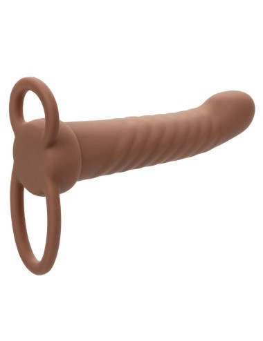 CALEXOTICS - MAXX RIBBED DUAL PENETRATOR 10 VIBRATIONS BROWN