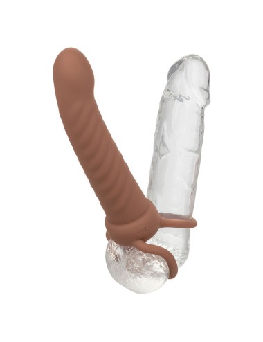 CALEXOTICS - MAXX RIBBED DUAL PENETRATOR 10 VIBRATIONS BROWN