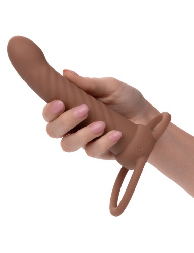 CALEXOTICS - MAXX RIBBED DUAL PENETRATOR 10 VIBRATIONS BROWN