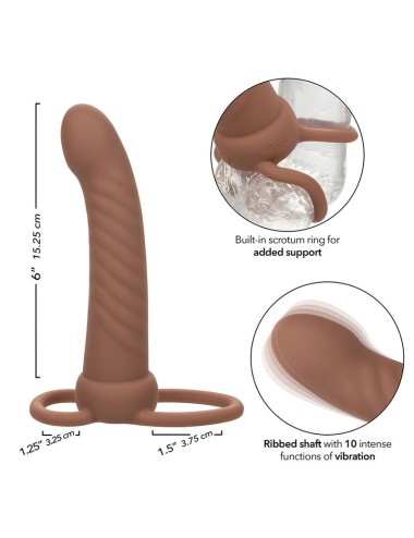 CALEXOTICS - MAXX RIBBED DUAL PENETRATOR 10 VIBRATIONS BROWN