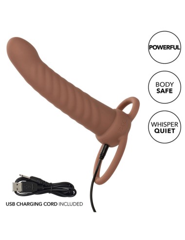 CALEXOTICS - MAXX RIBBED DUAL PENETRATOR 10 VIBRATIONS BROWN
