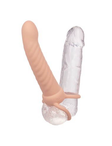 CALEXOTICS - MAXX RIBBED DUAL PENETRATOR 10 VIBRATIONS FLESH
