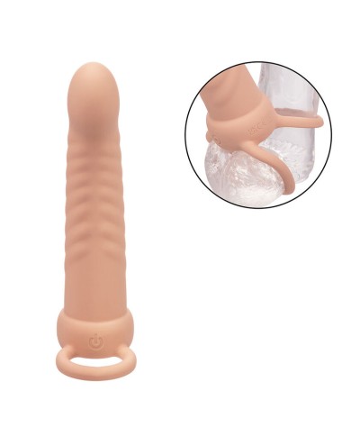 CALEXOTICS - MAXX RIBBED DUAL PENETRATOR 10 VIBRATIONS FLESH