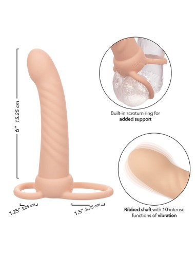 CALEXOTICS - MAXX RIBBED DUAL PENETRATOR 10 VIBRATIONS FLESH