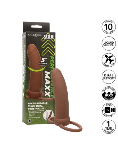 CALEXOTICS - MAXX THICK DUAL PENETRATOR 10 VIBRATIONS BROWN