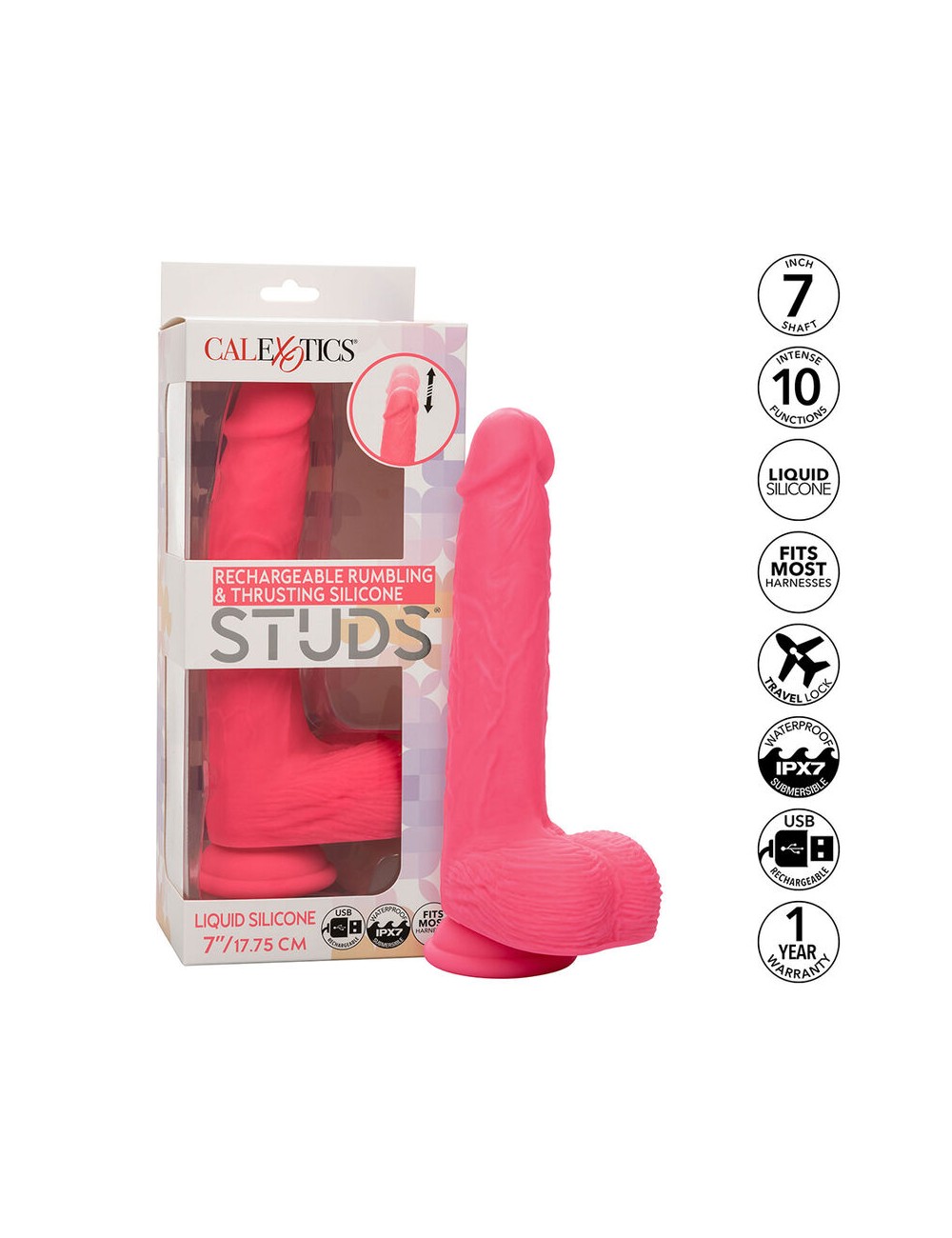 CALEXOTICS - STUDS REALISTIC VIBRATOR 10 VIBRATIONS PINK CALEXOTICS - STUDS REALISTIC VIBRATOR 10 VIBRATIONS PINK