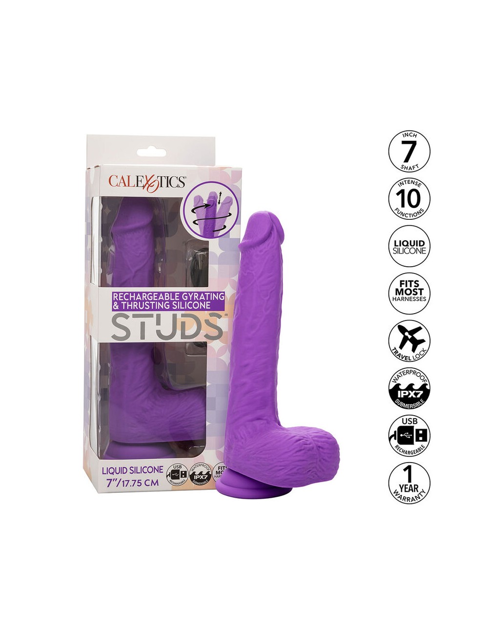 CALEXOTICS - STUDS RECHARGEABLE AND ROTATING VIBRATOR 10 VIBRATIONS PURPLE CALEXOTICS - STUDS RECHARGEABLE AND ROTATING VIBRATOR 10 VIBRATIONS PURPLE