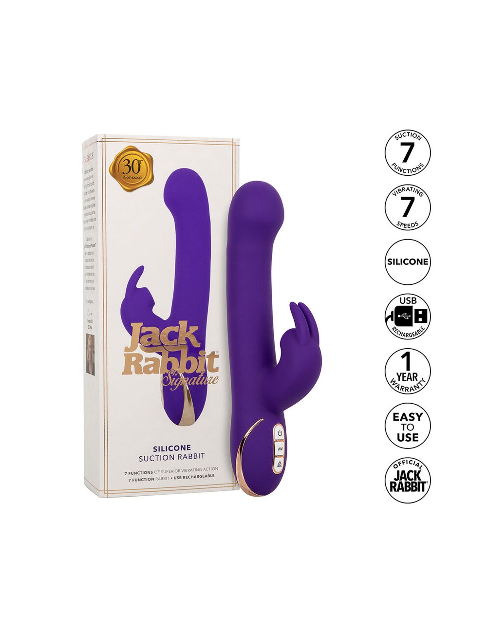 CALEXOTICS - JACK RABBIT VIBRATOR & STIMULATOR 7 VIBRATIONS AND SUCTIONS MODE BLUE