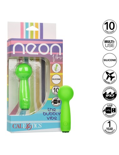 CALEXOTICS - NEON VIBES THE BUBBLY VIBE MINI MASSAGER 10 VIBRATIONS GREEN