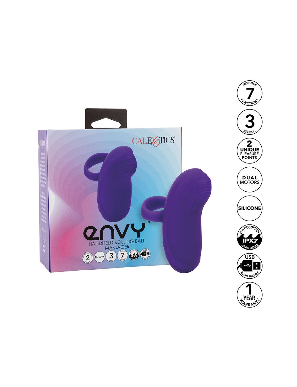 CALEXOTICS - ENVY HANDHELD ROLLING BALL MASSAGER 7 VIBRATIONS PURPLE CALEXOTICS - ENVY HANDHELD ROLLING BALL MASSAGER 7 VIBRATIONS PURPLE
