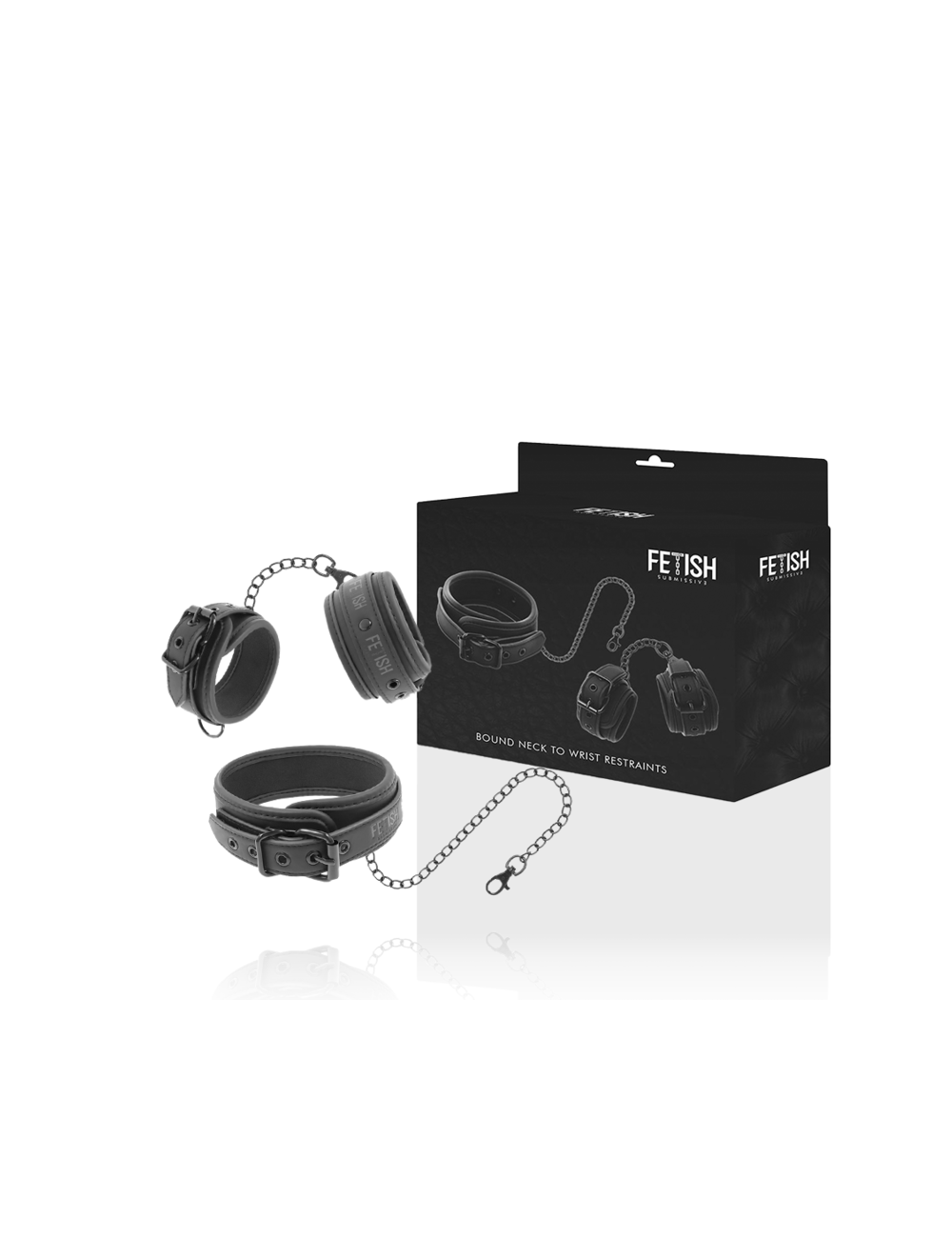 FETISH SUBMISSIVE - VEGAN LEATHER NECKLACE AND HANDCUFFS WITH NOPRENE LINING FETISH SUBMISSIVE - VEGAN LEATHER NECKLACE AND HANDCUFFS WITH NOPRENE LINING