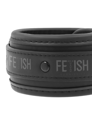 FETISH SUBMISSIVE - VEGAN LEATHER NECKLACE AND HANDCUFFS WITH NOPRENE LINING