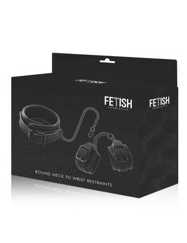FETISH SUBMISSIVE - VEGAN LEATHER NECKLACE AND HANDCUFFS WITH NOPRENE LINING