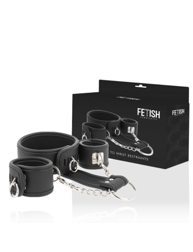 FETISH SUBMISSIVE - VEGAN LEATHER NECKLACE AND HANDCUFFS WITH NOPRENE LINING